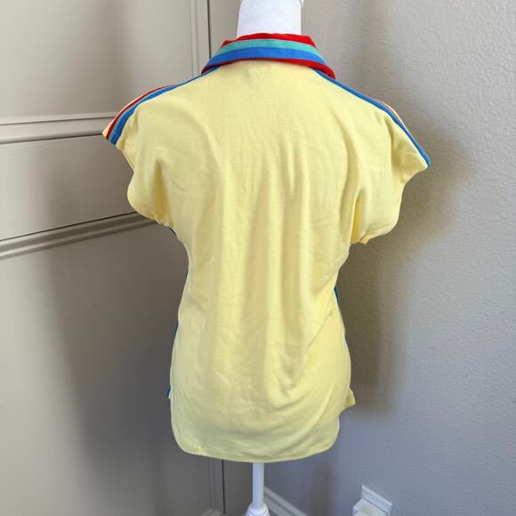 VTG 70s Queens Way to Fashion Polo Shirt Yellow Colorblock Women’s L Preppy - Picture 6 of 10